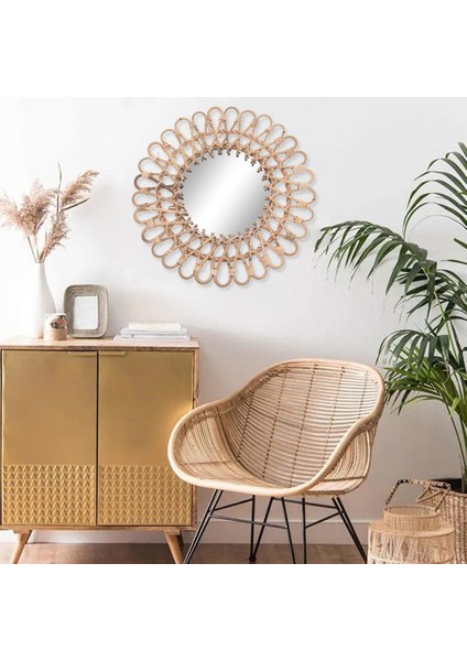 40CM Nordic Hasır Duvara Monte Ayna Rattan Yuvarlak Pansuman Ayna Ev Oturma Odası Banyo Dekor Dekor Duvar Asma Ayna (Yurt Dışından) indirimleri