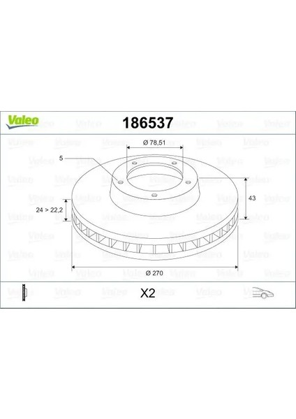 186537 Fren Diski On 5025611 5029816 95VX1125BA (2 Adet Fiyatıdır)