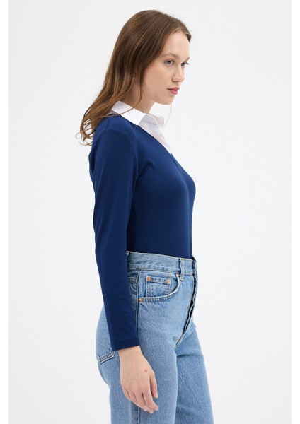 8198A Gömlek Yaka Bluz Laci modelleri