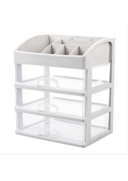 1 Adet Şeffaf Plastik Dört Katmanlı Üç Çekmece Masaüstü Çekmeceli Tarzı Kozmetik Depolama Kutusu Giyinme Masası Depolama Rafı (Yurt Dışından)