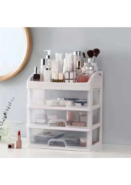 1 Adet Şeffaf Plastik Dört Katmanlı Üç Çekmece Masaüstü Çekmeceli Tarzı Kozmetik Depolama Kutusu Giyinme Masası Depolama Rafı (Yurt Dışından) fiyatları
