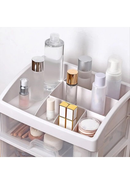 1 Adet Şeffaf Plastik Dört Katmanlı Üç Çekmece Masaüstü Çekmeceli Tarzı Kozmetik Depolama Kutusu Giyinme Masası Depolama Rafı (Yurt Dışından) modelleri