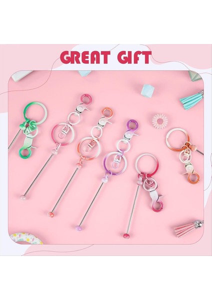 24 Adet Boncuklu Anahtarlıklar Dıy Boş Boncuklu Anahtar Zincir Yapım Kiti Için Kiti Dıy El Yapımı Ler Gösterildiği Gibi (Yurt Dışından) fiyatları