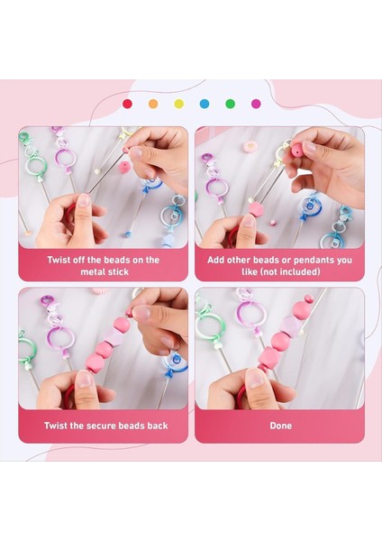 24 Adet Boncuklu Anahtarlıklar Dıy Boş Boncuklu Anahtar Zincir Yapım Kiti Için Kiti Dıy El Yapımı Ler Gösterildiği Gibi (Yurt Dışından) fırsatları