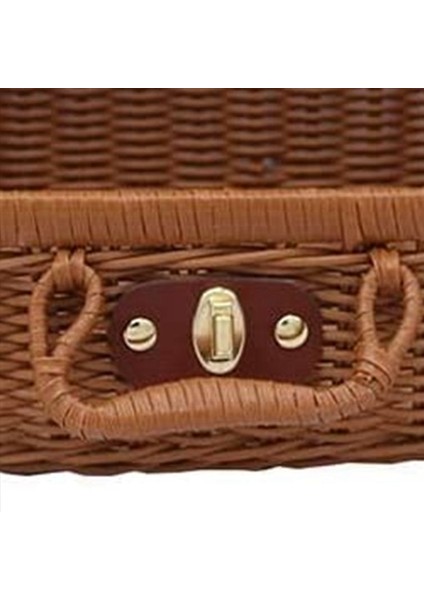 2x Piknik Sepeti Dokuma Vintage Bavul Dokuma Depolama Sepeti Rattan Depolama Çantası Piknik Örgü Çamaşır Sepeti B (Yurt Dışından) fırsatları