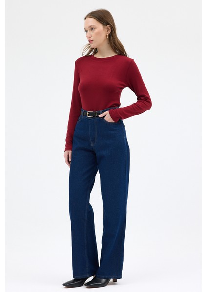 Bordo Premium/Viskoz Yumuşak Kumaşlı Parmak Geçmeli Crop Bluz 8162A fırsatları