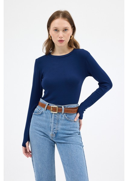 Laci Premium/Viskoz Yumuşak Kumaşlı Parmak Geçmeli Crop Bluz 8162A fiyatları