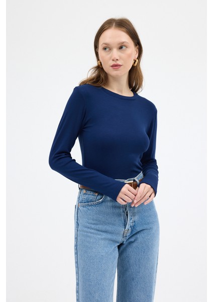 Laci Premium/Viskoz Yumuşak Kumaşlı Parmak Geçmeli Crop Bluz 8162A modelleri