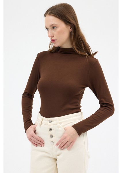 Kahve Yarım Boğaz Uzun Kollu Body 2069 fiyatları