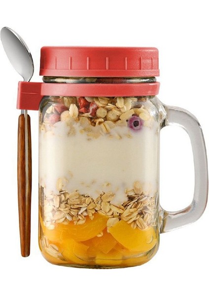 Gecelik Yulaf Kavanozu Kapak ve Kaşık Süt Meyve Salatası Salatası Gıda Depolama Konteyneri Yoğurt Gece Yulaf Konteyneri (Yurt Dışından) fiyatları