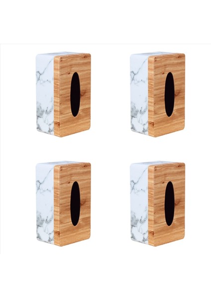 4x Dikdörtgen Mermer Pu Yüz Tahıl Kutusu Kapak Peçete Tutucu Kağıt Havlu Dispenser Konteyner (Yurt Dışından)
