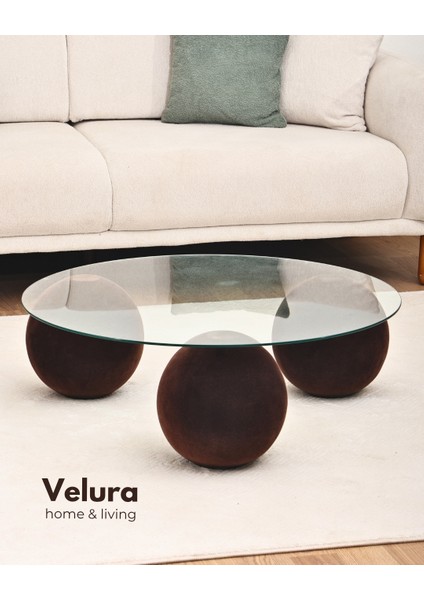 Modern Orta Sehpa & Küre Sehpa & Top Sehpa & Şeffaf Yuvarlak Cam & Flok (Kadifemsi Top Sehpa) fiyatları