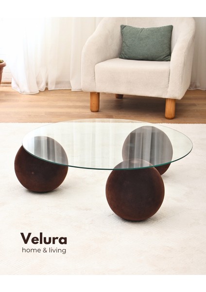 Modern Orta Sehpa & Küre Sehpa & Top Sehpa & Şeffaf Yuvarlak Cam & Flok (Kadifemsi Top Sehpa) modelleri