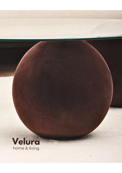 Modern Orta Sehpa & Küre Sehpa & Top Sehpa & Şeffaf Yuvarlak Cam & Flok (Kadifemsi Top Sehpa) indirimleri