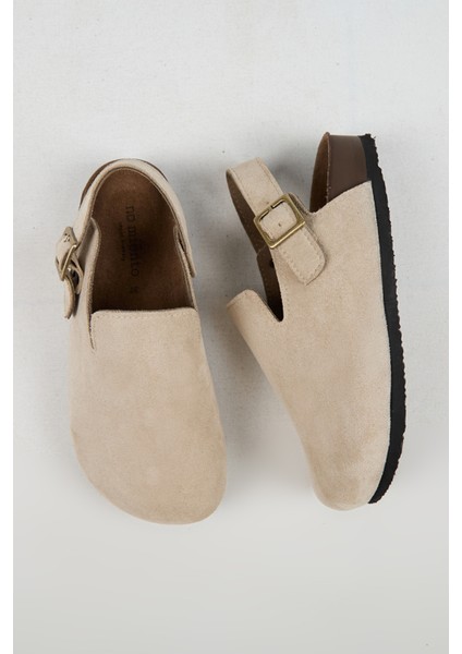 Lapaz Kadın Vegan Deri Tokalı Bej Sabo Terlik modelleri