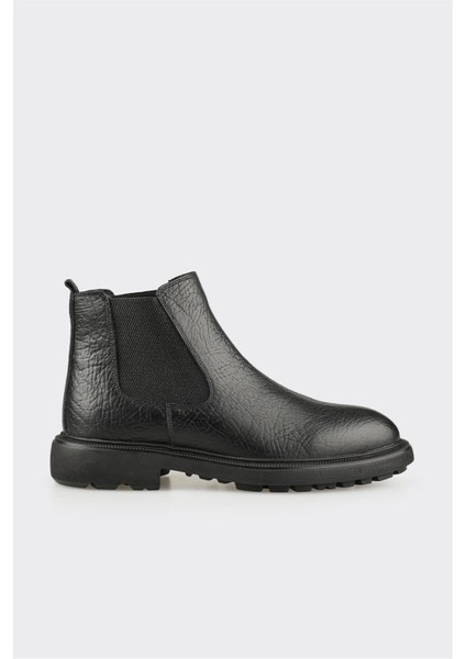 Siyah Deri Erkek Günlük Bot
