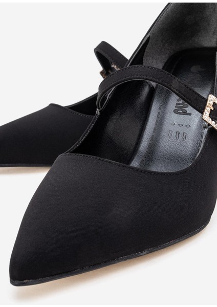 Kadın Biyeli Tokalı Topuklu Ayakkabı; Siyah Zra modelleri