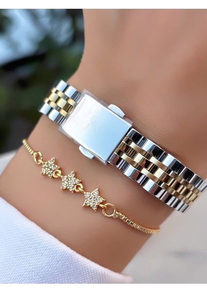 Orijinal Çelik Kordon Kadın Kol Saati 3 Atm Su Geçirmezlik Gold Gümüş Renk Bileklik Hediyeli fırsatları