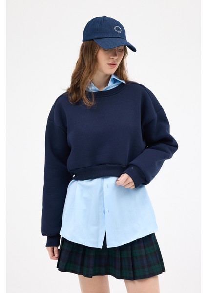 Laci Kadın Crop Bisiklet Yaka Sweatshirt 9210M modelleri