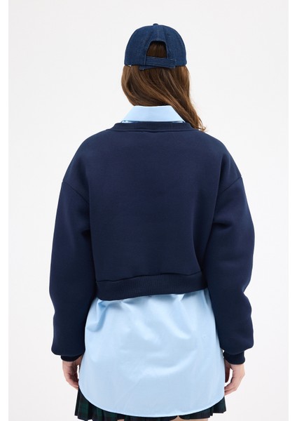 Laci Kadın Crop Bisiklet Yaka Sweatshirt 9210M