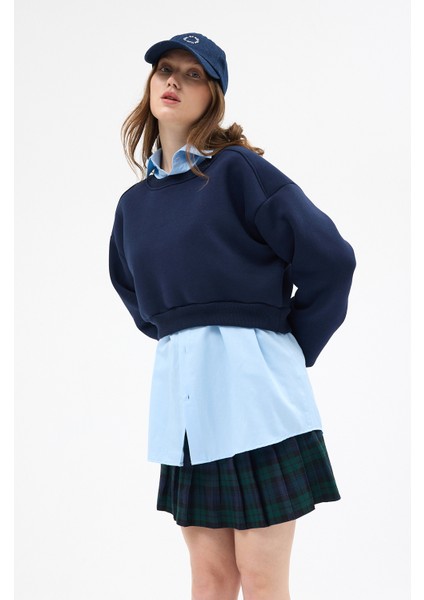 Laci Kadın Crop Bisiklet Yaka Sweatshirt 9210M