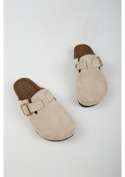 Cancun Kadın Vegan Deri Tokalı Bej Sabo Terlik indirimleri