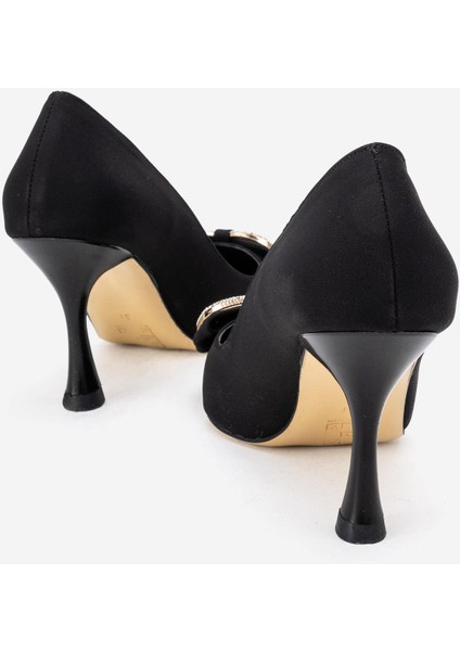 Kadın Taşlı Papyonlu Topuklu Ayakkabı Siyah Zra fırsatları