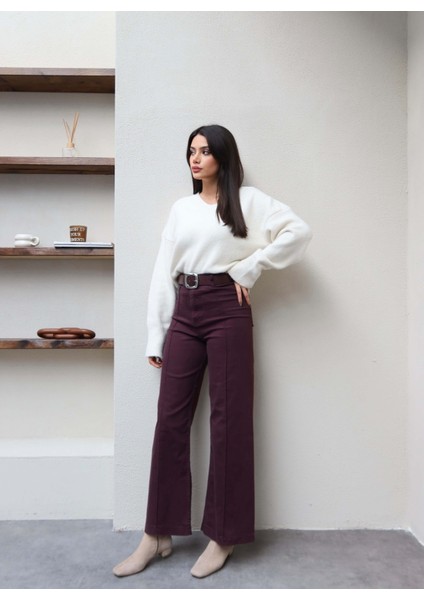 Dikiş Detaylı Geniş Paça Likralı Pantolon fiyatları