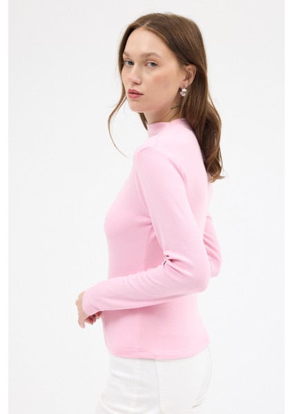 Pembe Yarım Boğaz Uzun Kollu Body 2069 modelleri