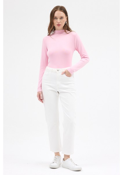 Pembe Yarım Boğaz Uzun Kollu Body 2069 fırsatları