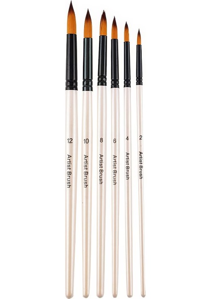 6 Adet Sivri Yağlı Akrilik ve Suluboya Fırçası Takımı Naylon Fırça Seti CIN686 fiyatları