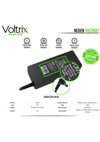 Asus X5MSM, X5MSN, X5MSV Uyumlu Adaptör, Şarj Aleti - Cihazı (120W) fiyatları