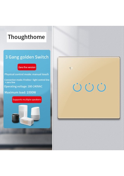 Olsa Da Too Wifi Akıllı Anahtar Dokunmatik Anahtar Işık Anahtarı Sıfır Yangın Hattı 3 Anahtar Altın (Yurt Dışından) indirimleri