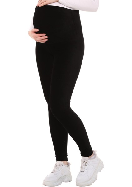 Kışlık Kadife Hamile Tayt Beli Ayarlanabilir Esnek Kumaş Siyah Renk modelleri