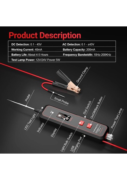 P50PRO Mini Osiloskop Otomotiv Devre Test Cihazı Çok Fonksiyonlu 0-45V Devre Sistemi Elektrik Dedektörü Araçları (Yurt Dışından) modelleri