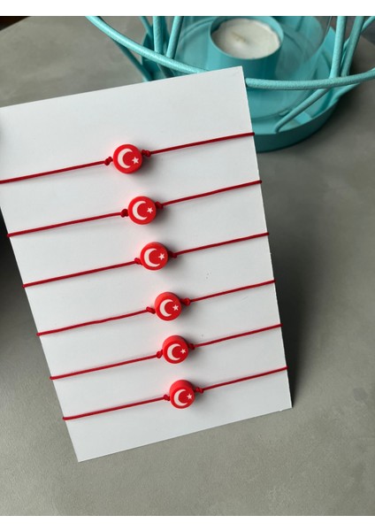 Ay Yıldız, Türk Bayraklı, 29 Ekim Hediyesi Bileklik 25 Adet Kırmızı Ipli