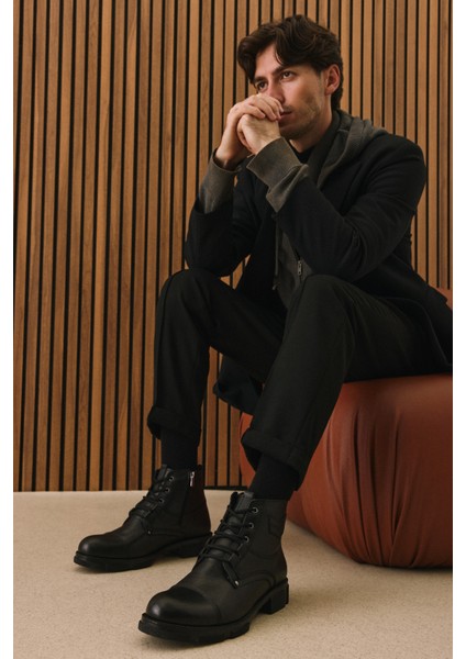 , Erkek Hakiki Deri Kürklü Bot 153999Z045 Siyah fiyatları