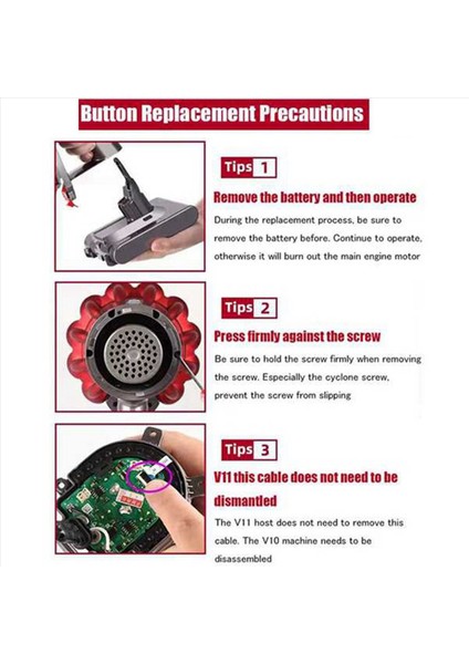 2x Tetik Anahtarı Düğmesi Dyson V10 Vakum Süpürge Için Yükseltildi Tornavidalarla Vakum Süpürge Ağır Dereceli Değiştirme Tetikleme Düğmesi (Yurt Dışından) modelleri