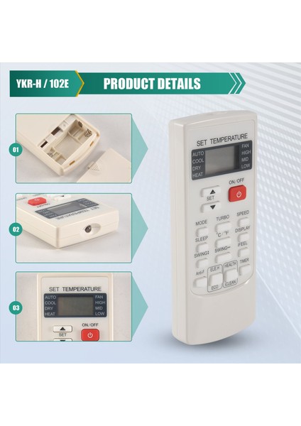 Aukia YKR-H/102E Için Klima Uzaktan Kumandası Değiştirme (Yurt Dışından) indirimleri