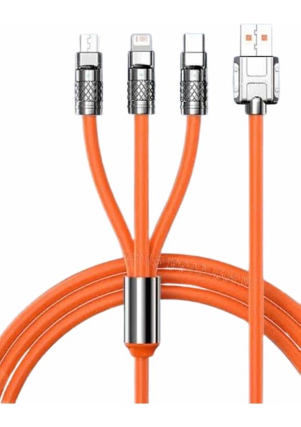 Techmrt 120W Silikon Metal Uçlu LED Işıklı 3 In1 Şarj Kablosu 1.2m modelleri