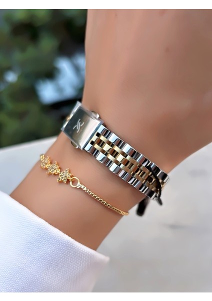 Orijinal Çelik Kordon Kadın Kol Saati 3 Atm Su Geçirmezlik Gold Gümüş Yeşil Renk Bileklik Hediyeli fırsatları