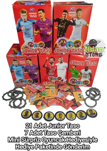 Junior Taso Futbolcu Tasoları 21 Adet Taso + 7 Taso Çemberi Futbol Oyunu Hediye Paketinde