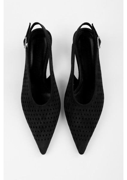 Kadın Rilou Siyah Süet Delikli Dekolteli Stiletto modelleri