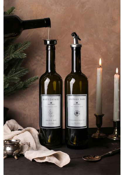 Gümüş Tasarım Amber Zeytinyağı Sıvıyağ Şişesi Yağdanlık 2'li 750 ml fiyatları