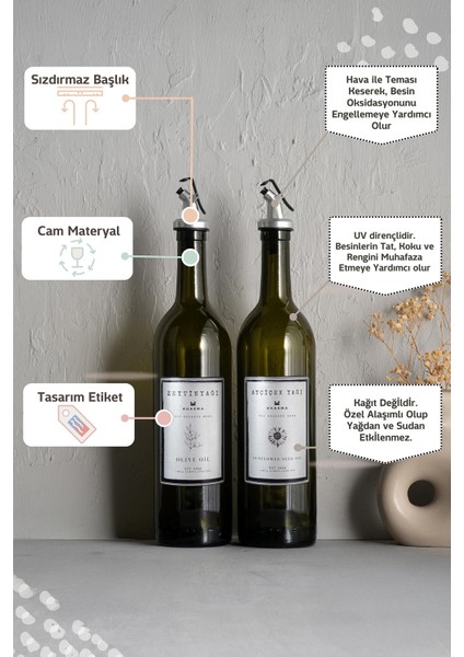 Gümüş Tasarım Amber Zeytinyağı Sıvıyağ Şişesi Yağdanlık 2'li 750 ml fırsatları
