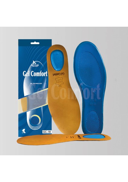 GelComfort GC18 | Yumuşak Jel, Hakiki Deri, Konfor, Tüm Ayakkabılar ile Uyumlu Topuk Destekli Rahat İç Tabanlık