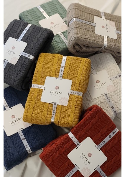 Çift Kişilik Ponponlu Triko Örme Battaniye - Yumuşak ve Şık Tasarım - Kiremit - Terra - 220X240 cm indirimleri