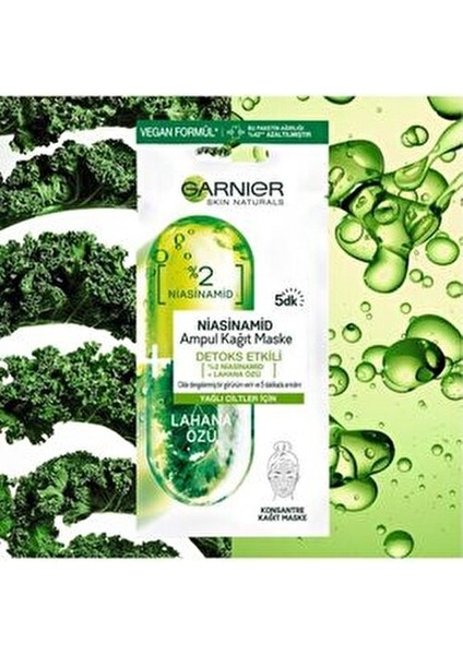 Niasinamid Detoks Etkili Ampul Kağıt Yüz Maskesi Yağlı Ciltler İçin 5 Dakikada Etkili indirimleri