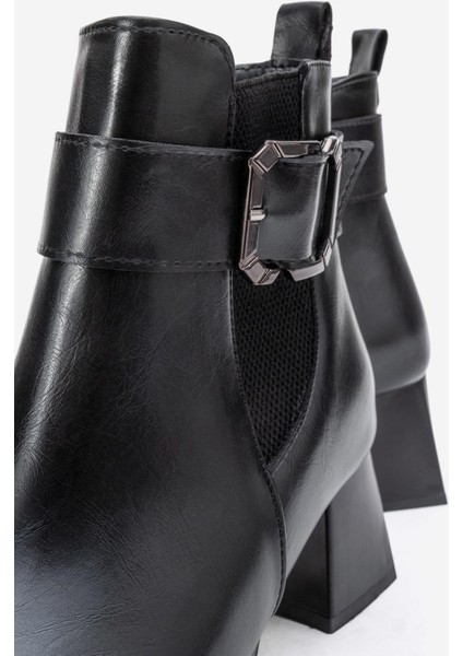 Sade Streçli Topuklu Bot SİYAH CİLT modelleri