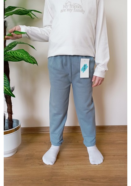 Çocuk Kozmik Mavi 3 Iplik Paçası Lastikli Kışlık Eşofman Altı fırsatları